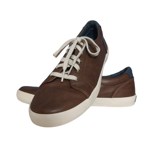 Sperry Boys Memory Foam Lace Up Brown Tuck ltt Leather Casual Sneaker Sz 5M - Picture 1 of 14